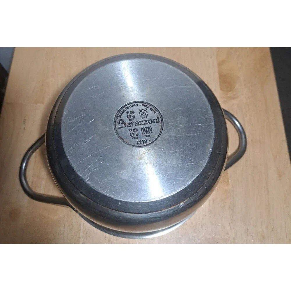Barazzoni Stainless Steel 18/10 Stockpot 018 2qt Made In Italy Pot with Lid
